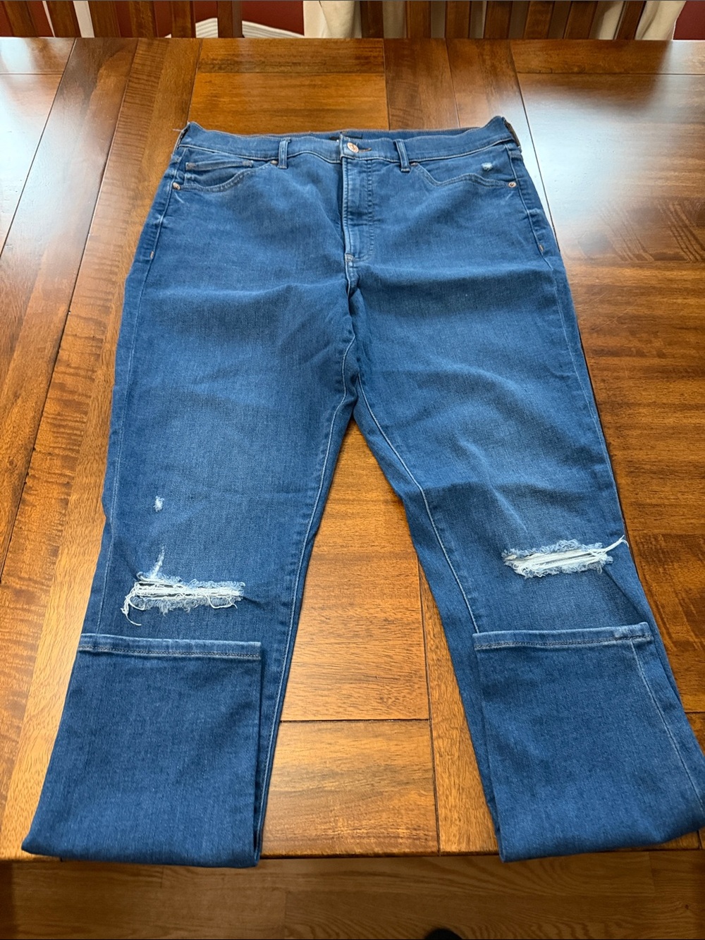 Express Dark Blue Skinny Jeans with Knee Rips
